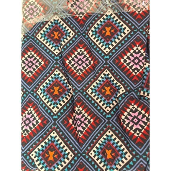 LuLaRoe One Size Leggings Multicolor Diamond Shaped Patchwork Print - Picture 1 of 2